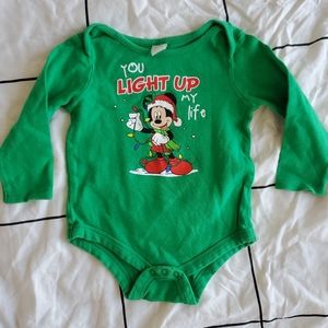 Mickey Mouse You Light Up My Life Christmas Longsleeve Onesie Size 18-24 Months